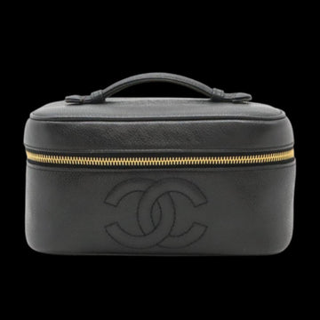 Black Leather Chanel Cosmetic Pouch