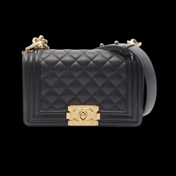 Black Leather Chanel Boy Bags