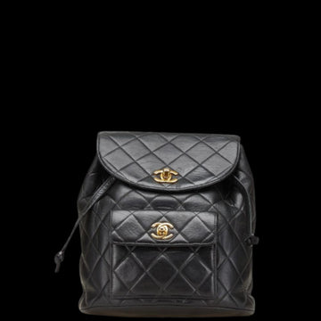 Black Leather Chanel Backpack