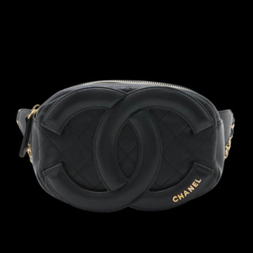Black Leather Chanel Belt Bag