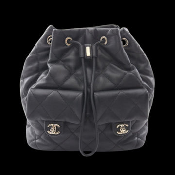 Black Leather Chanel Backpack