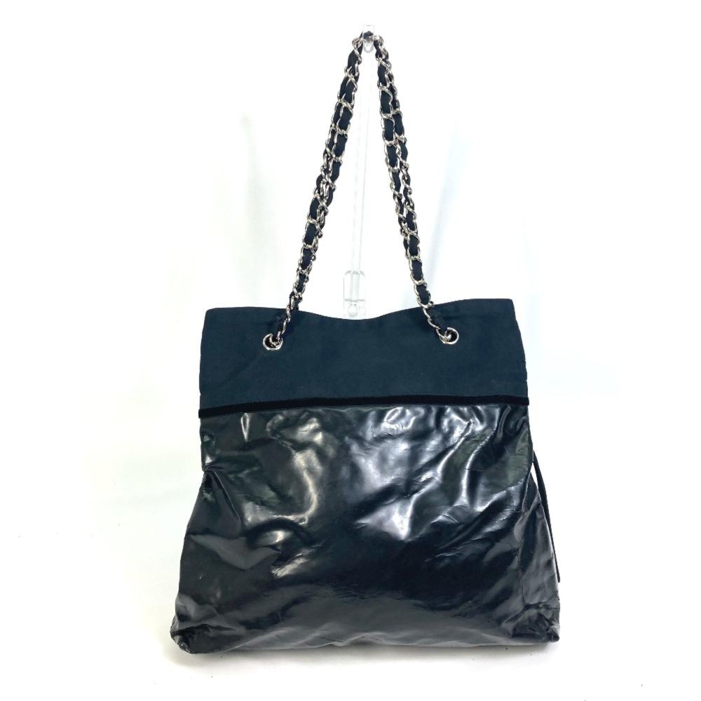 Black Leather Chanel Tote