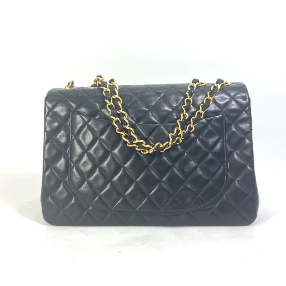 Black Leather Chanel Shoulder Bag