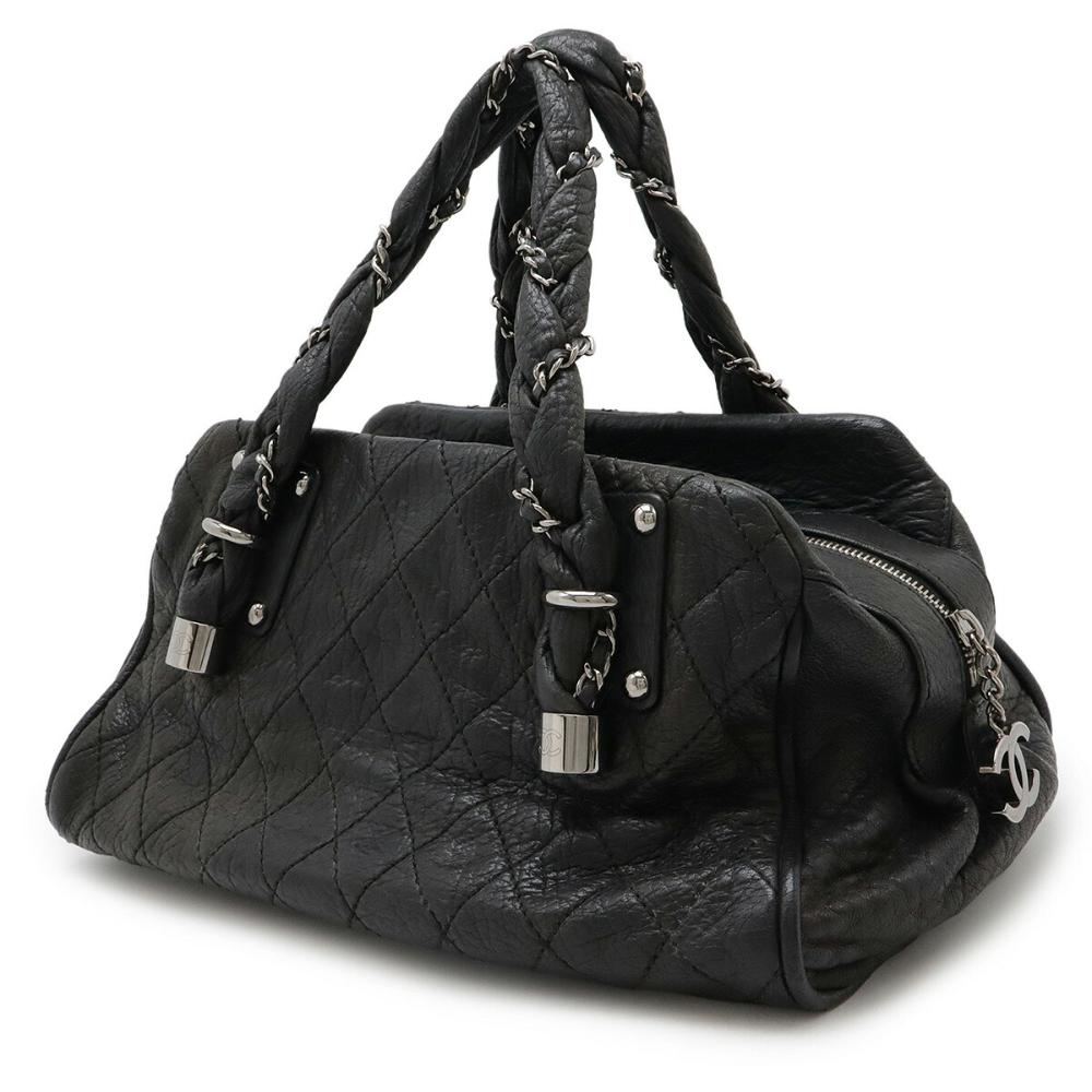 Black Leather Chanel Handbag