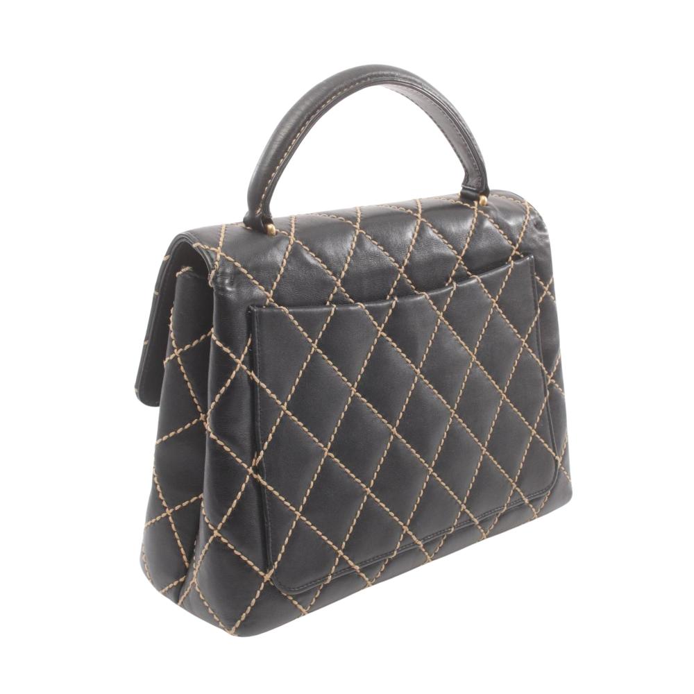 Black Leather Chanel Handbag