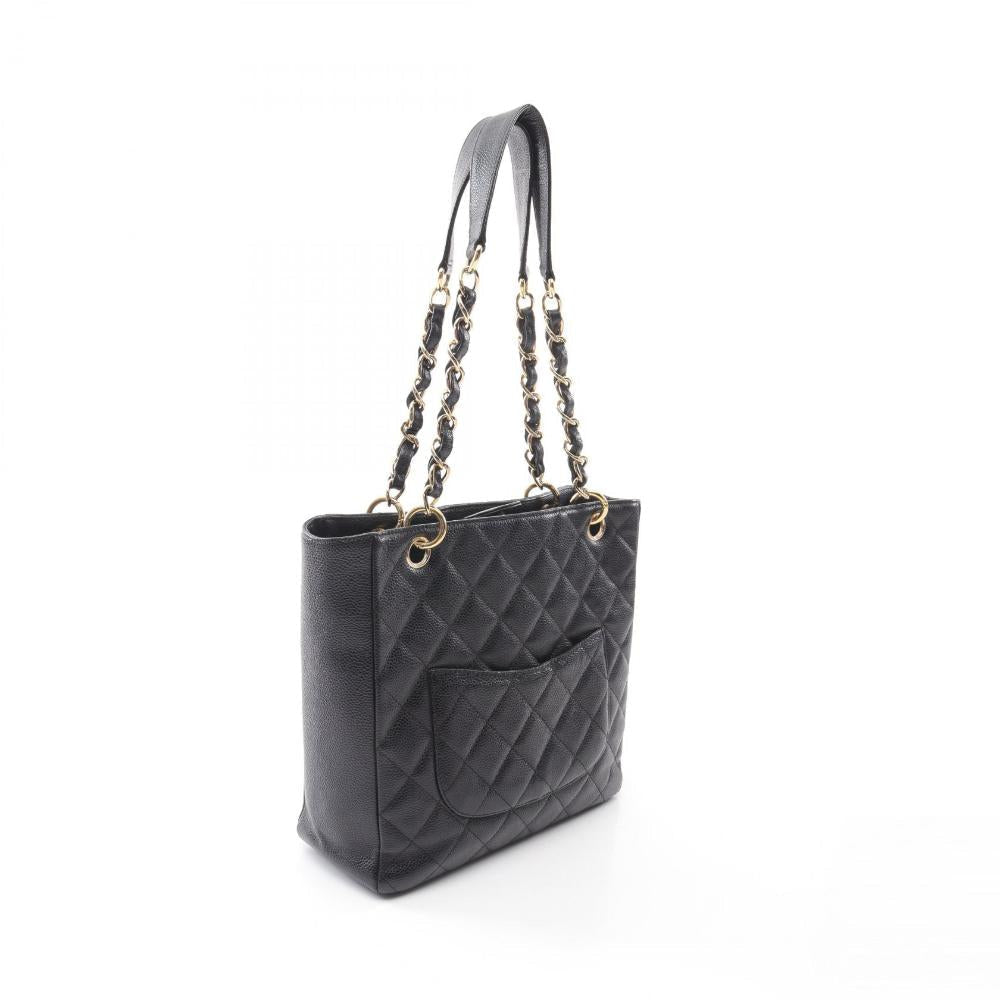 Black Leather Chanel Tote