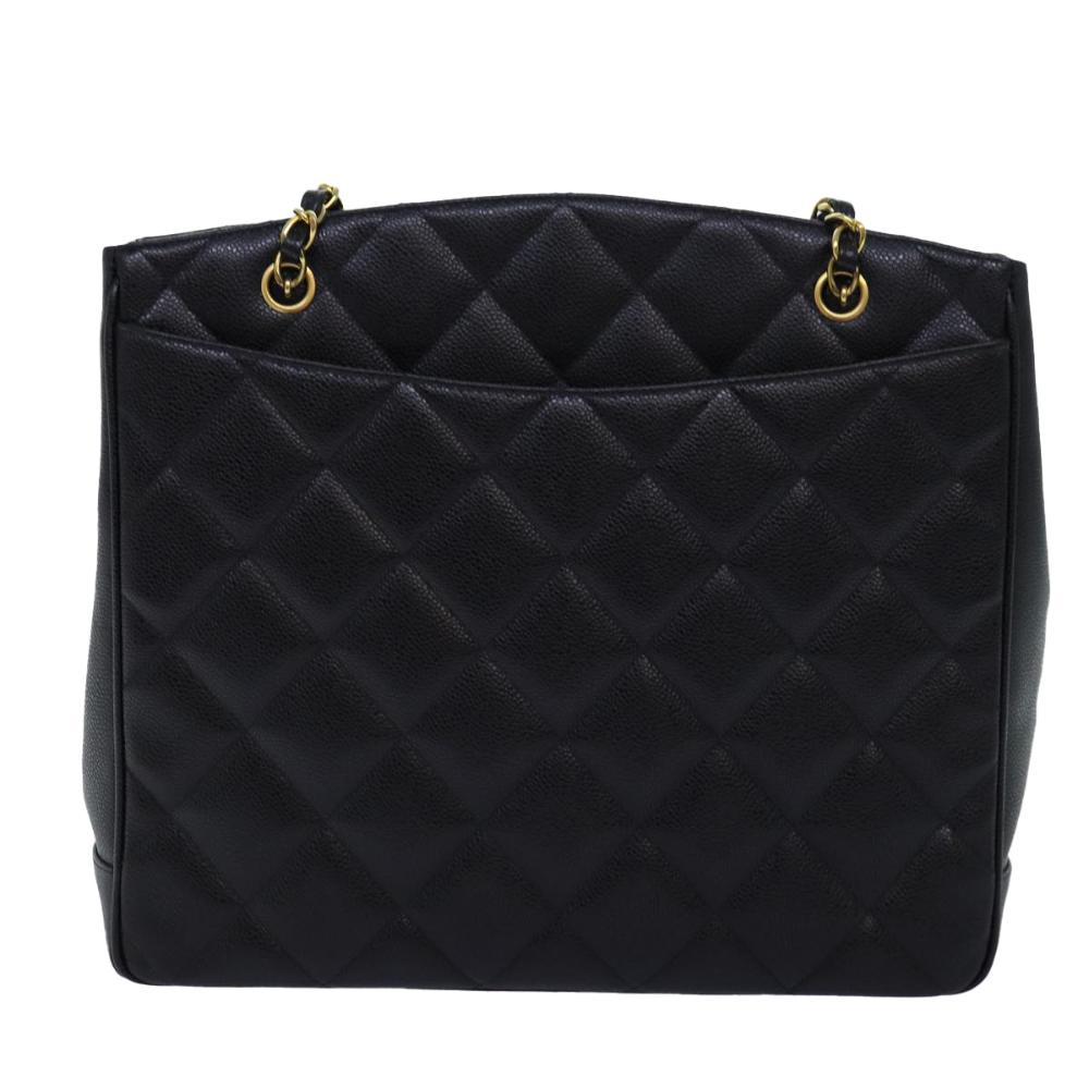 Black Leather Chanel Shoulder Bag