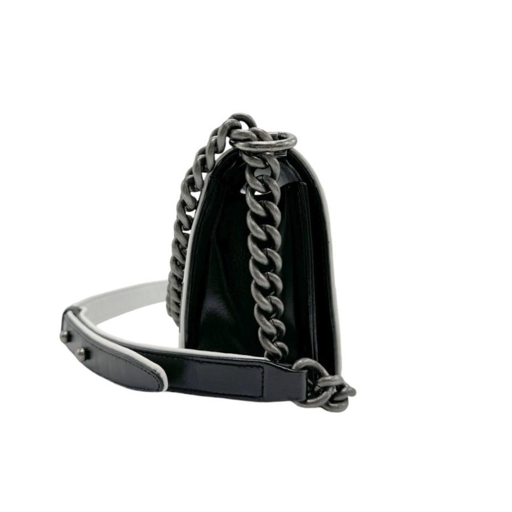 Black Leather Chanel Boy Bags