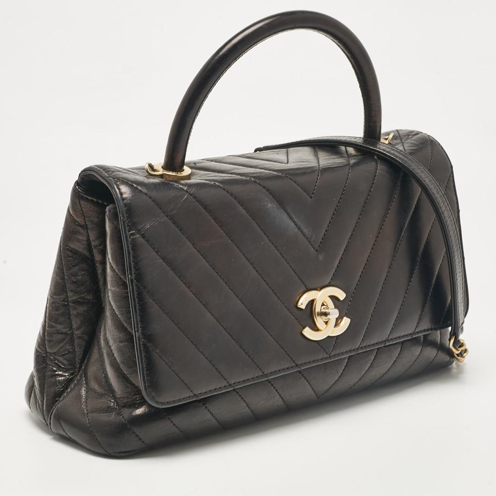 Black Leather Chanel Handbag