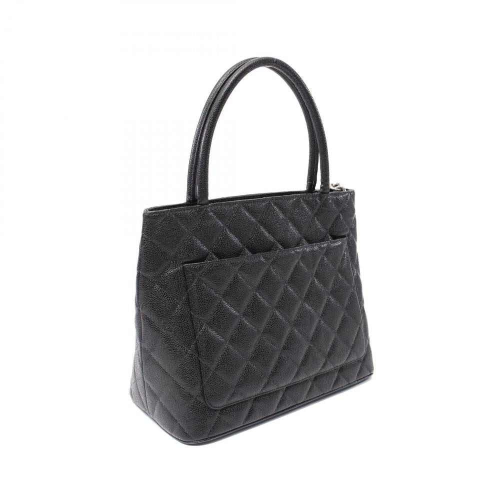 Black Leather Chanel Tote
