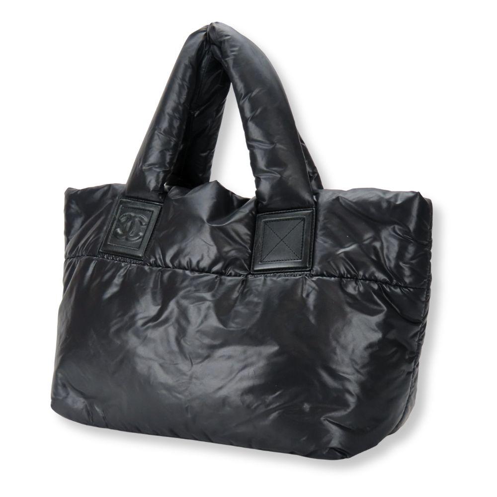 Black Leather Chanel Tote