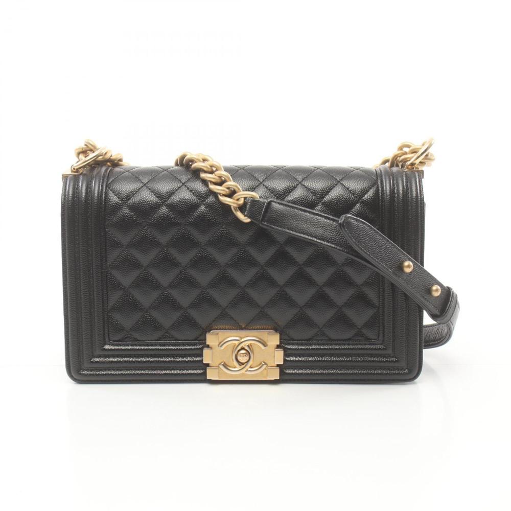 Black Leather Chanel Shoulder Bag