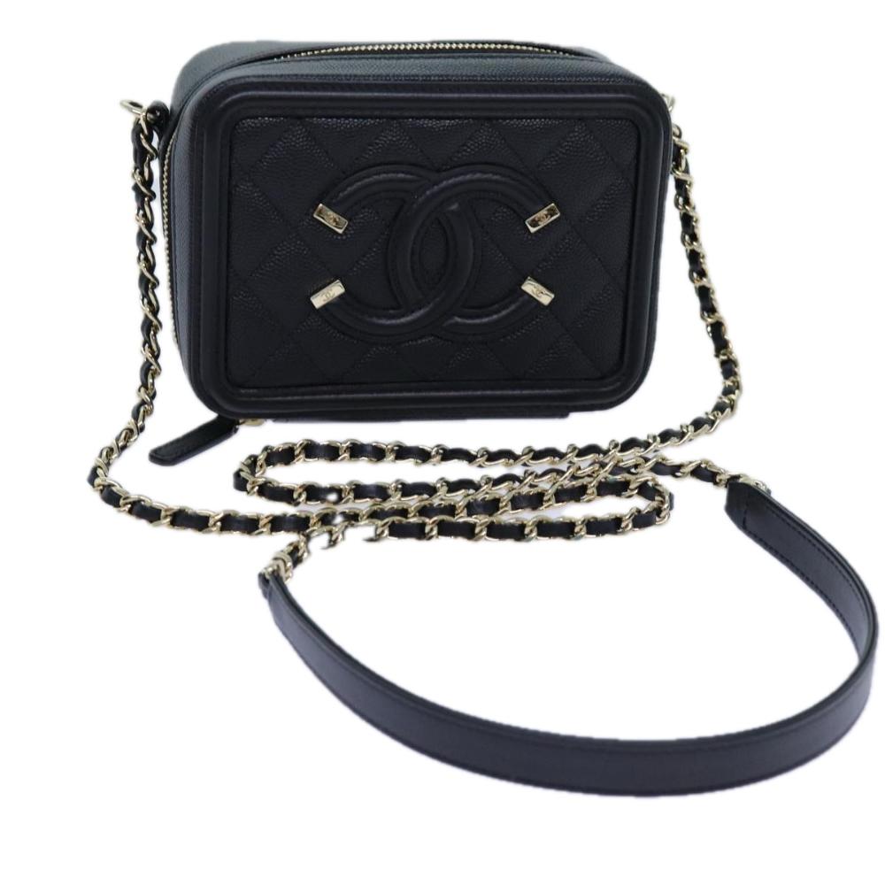Black Leather Chanel Shoulder Bag