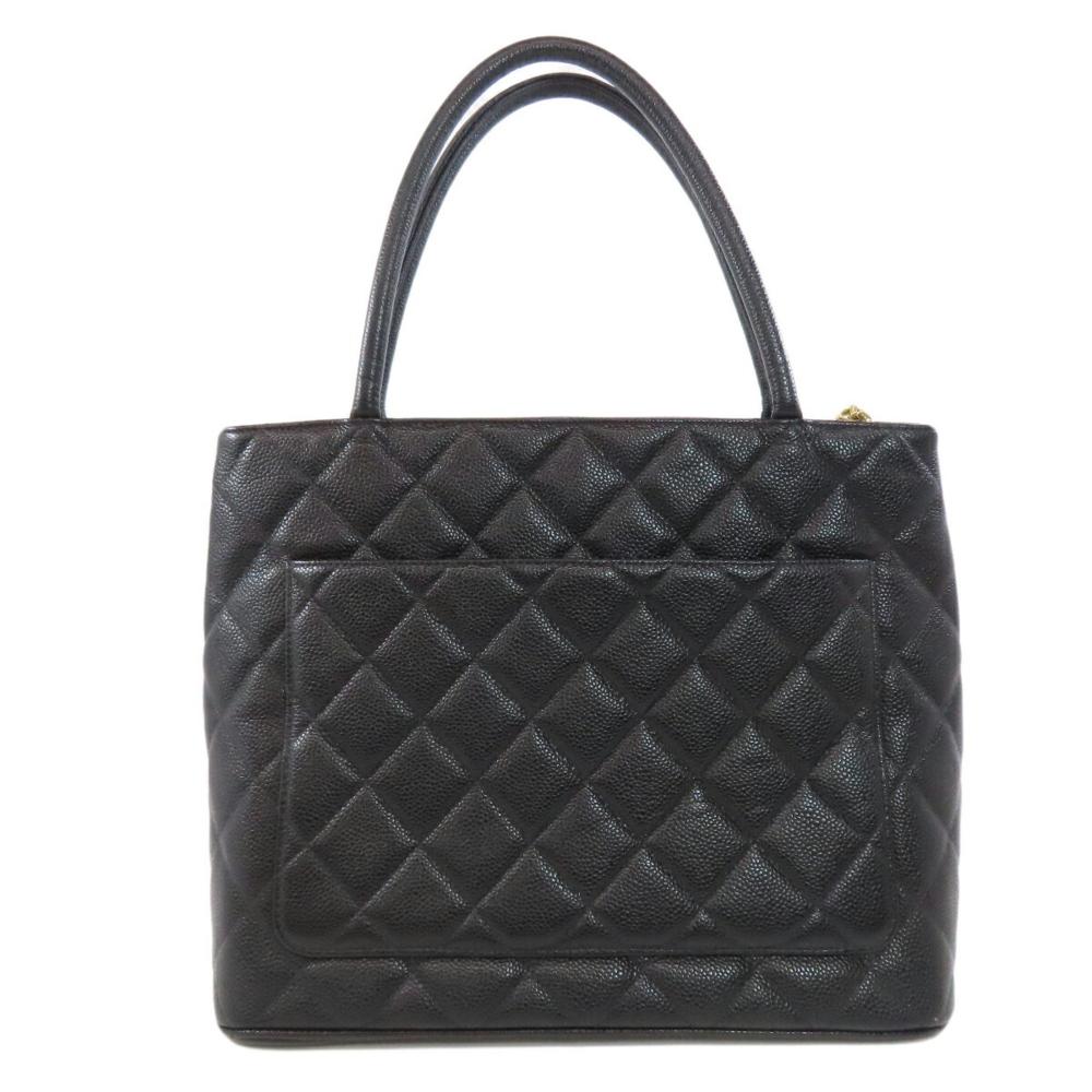 Black Leather Chanel Tote