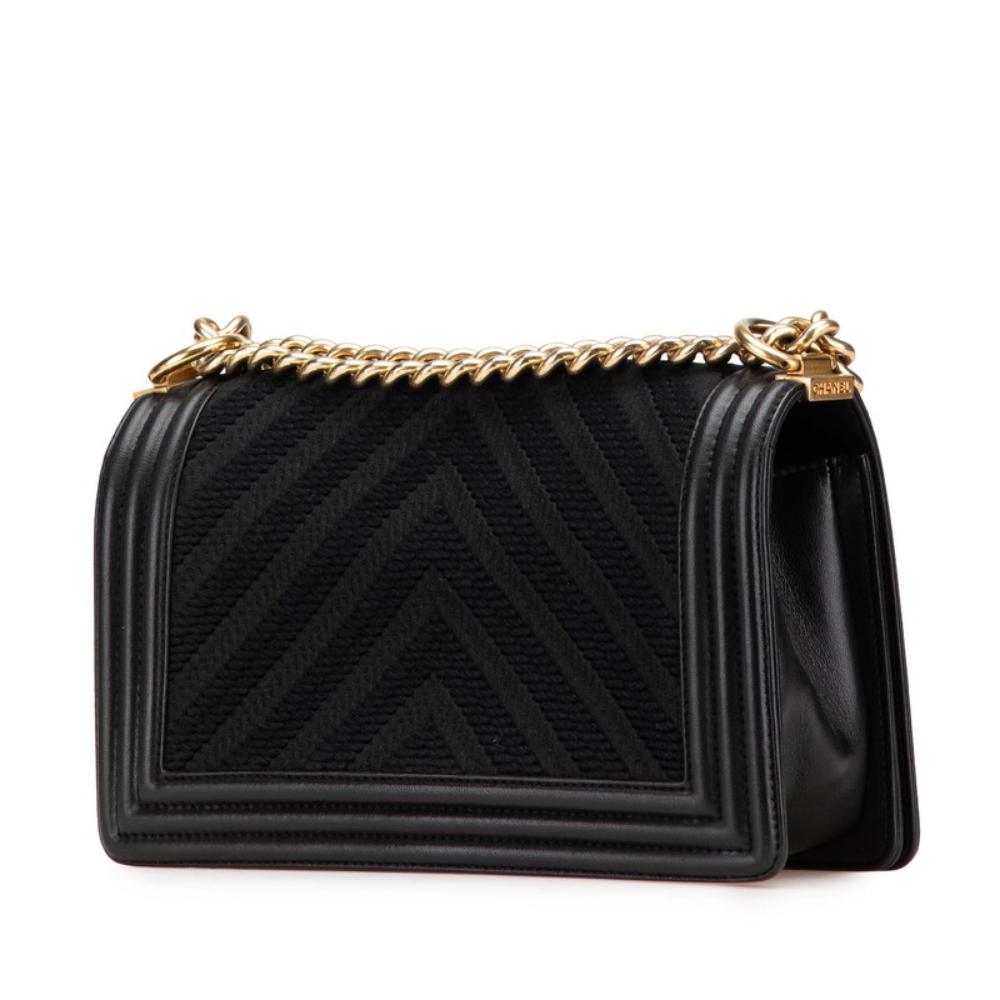Black Leather Chanel Boy Bags