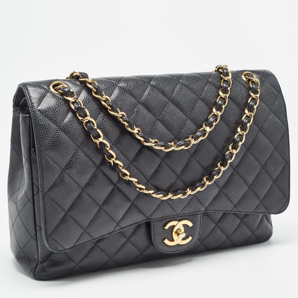 Black Leather Chanel Flap Bag