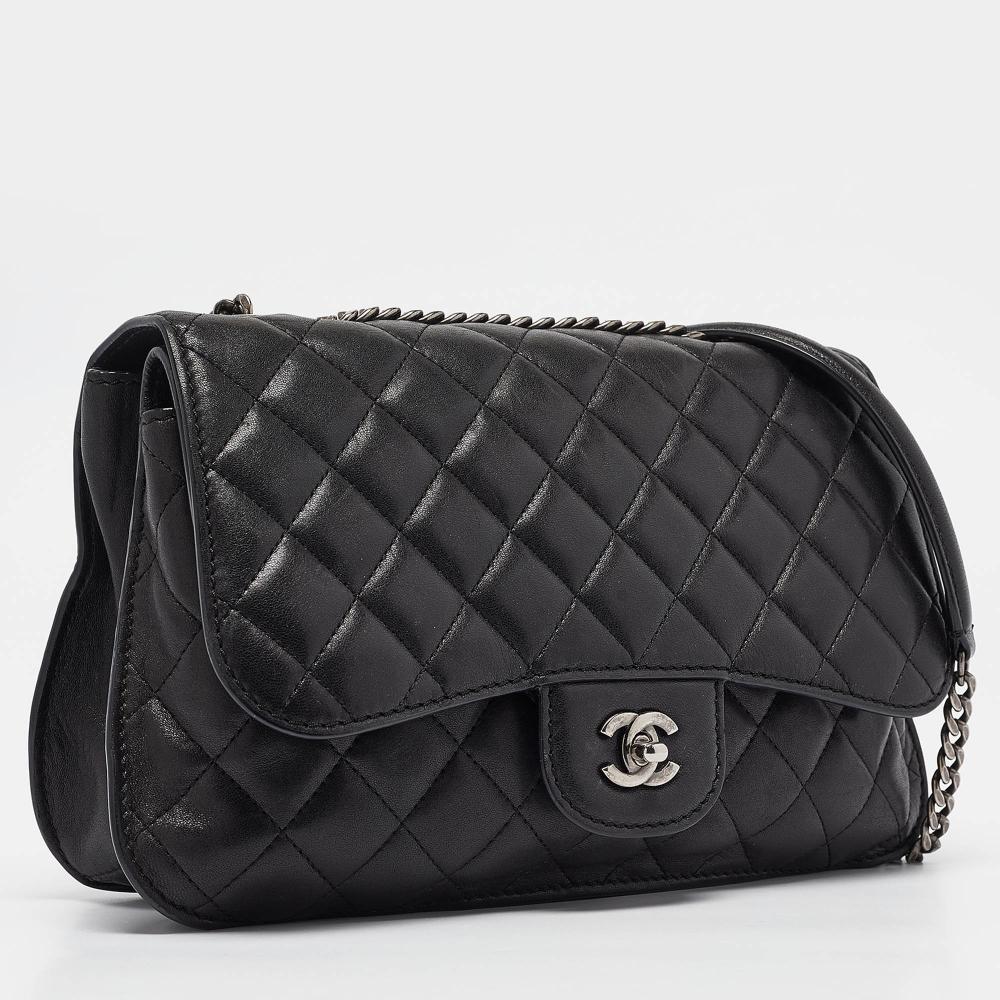 Black Leather Chanel Flap Bag