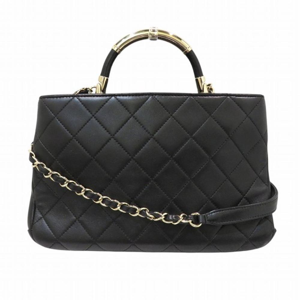 Black Leather Chanel Handbag