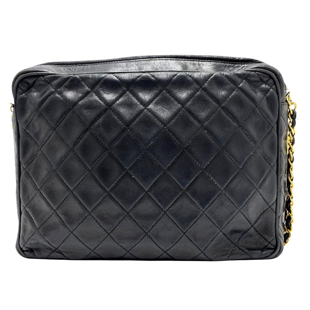 Black Leather Chanel Sports CC Logo