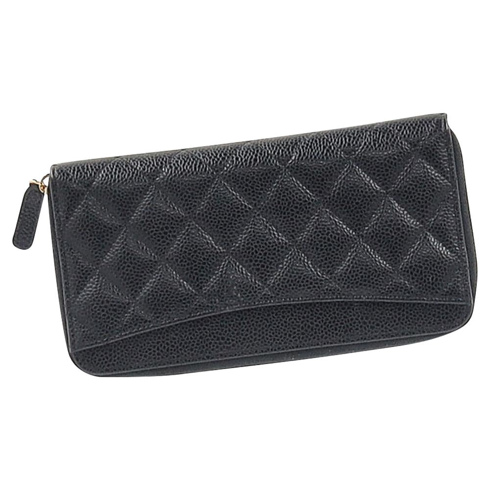 Black Leather Chanel Wallet On Chain