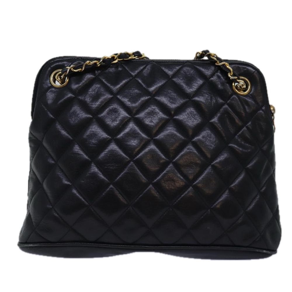 Black Leather Chanel Shoulder Bag