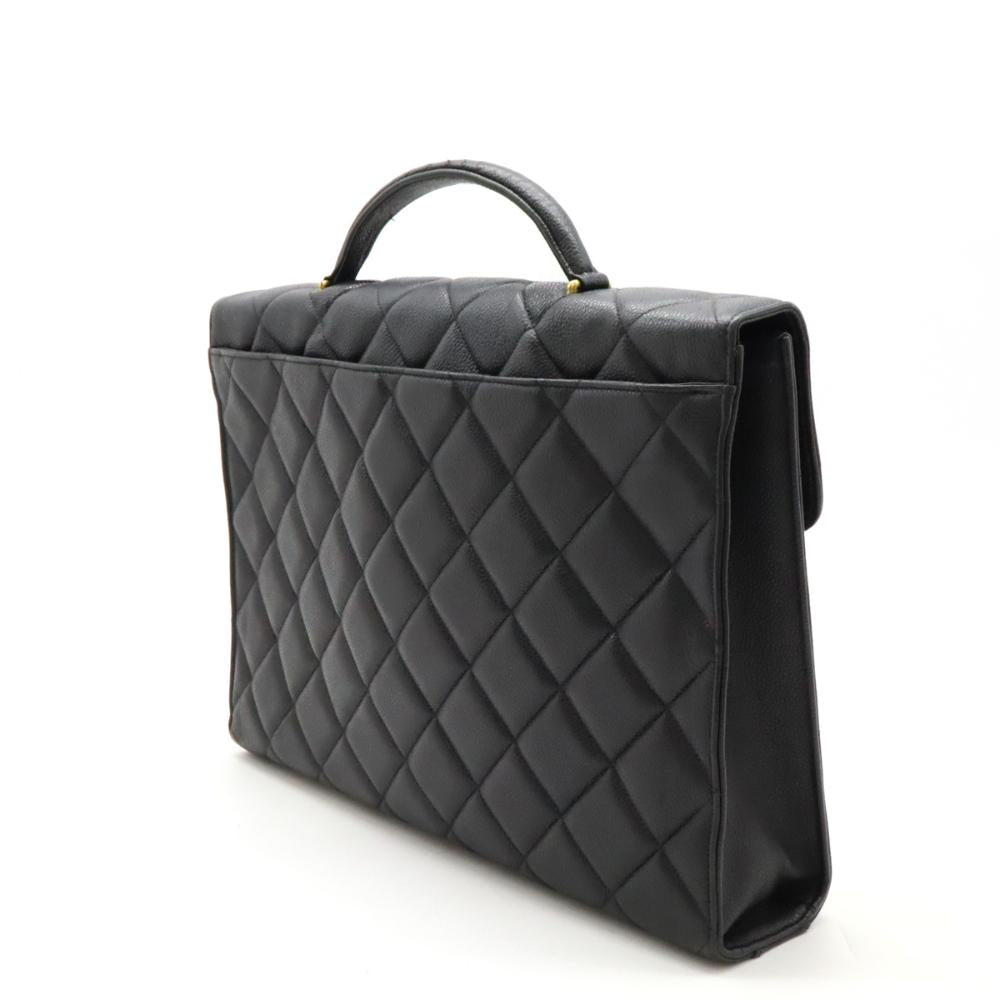 Black Leather Chanel Briefcase