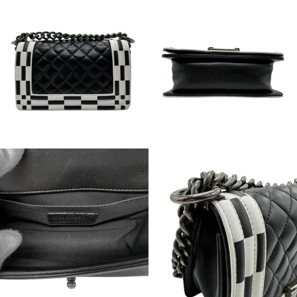Black Leather Chanel Boy Bags