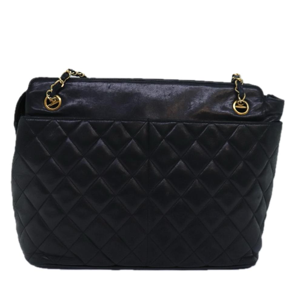 Black Leather Chanel Shoulder Bag