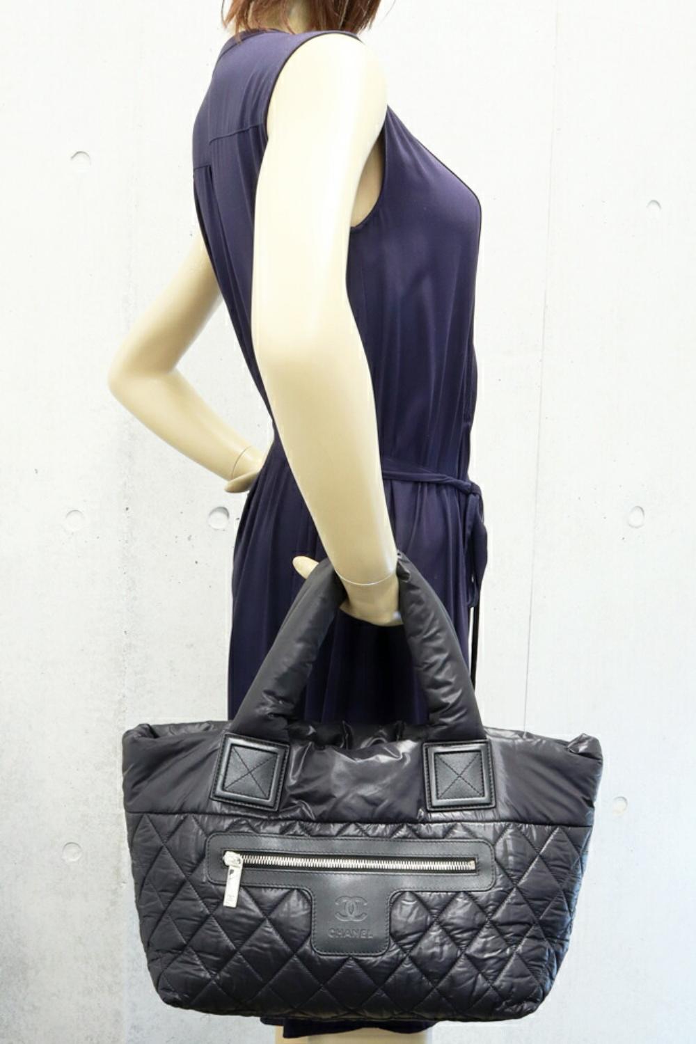 Black Leather Chanel Tote