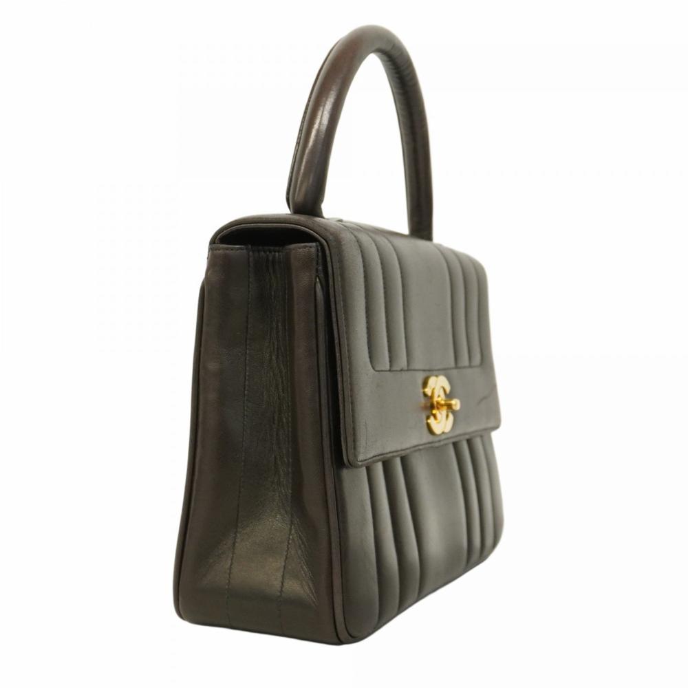 Black Leather Chanel Handbag