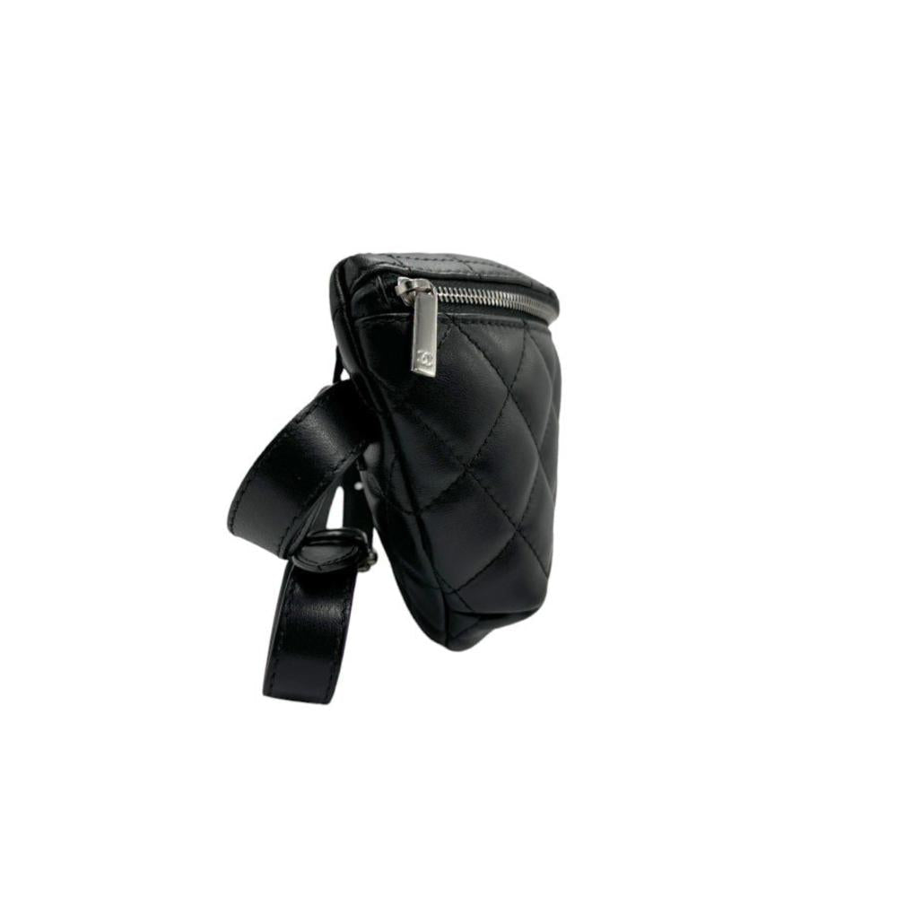 Black Leather Chanel Belt Bag