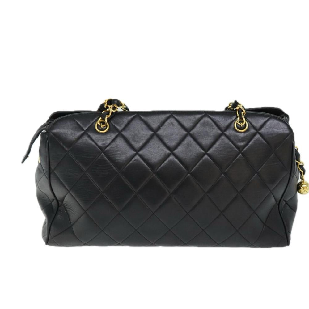 Black Leather Chanel Shoulder Bag
