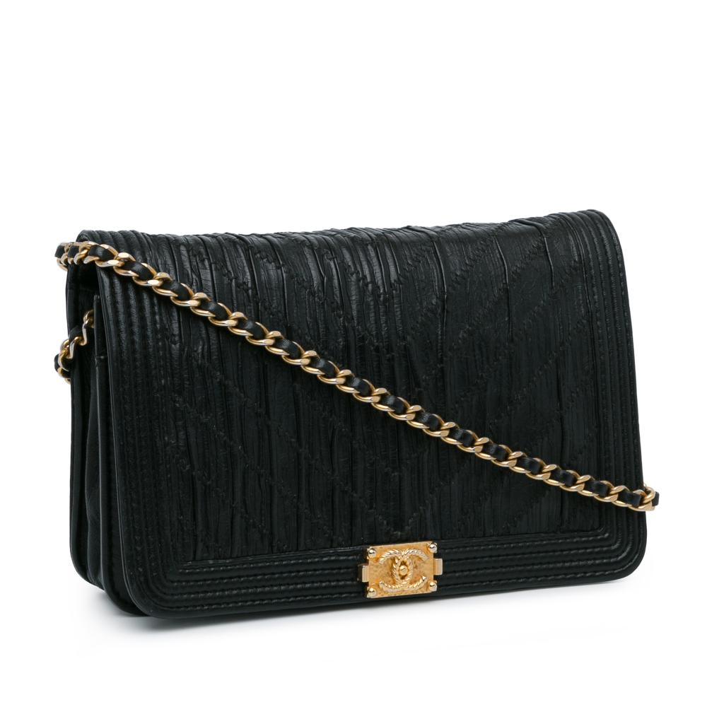 Black Leather Chanel Boy Bags