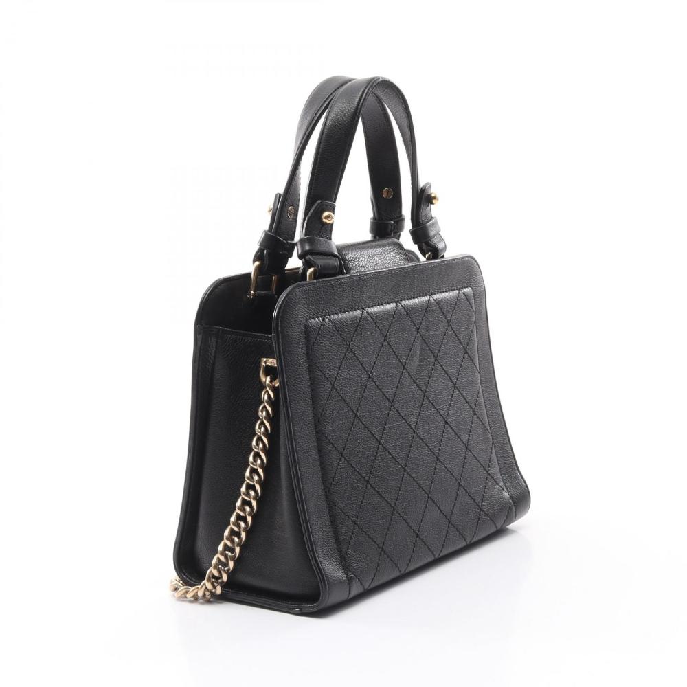 Black Leather Chanel Handbag