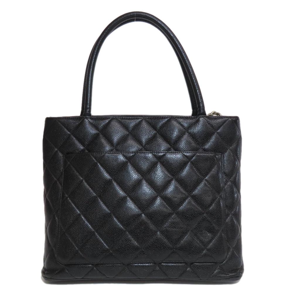 Black Leather Chanel Tote