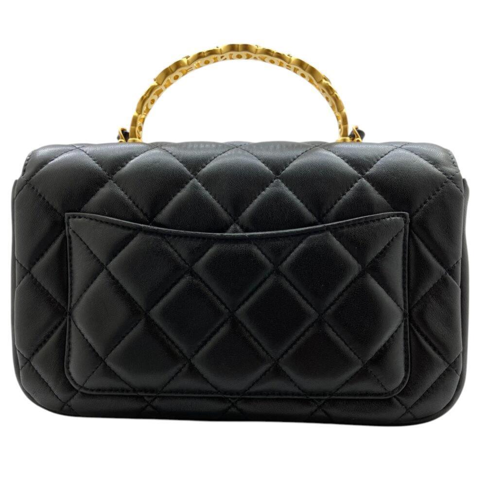 Black Leather Chanel Handbag