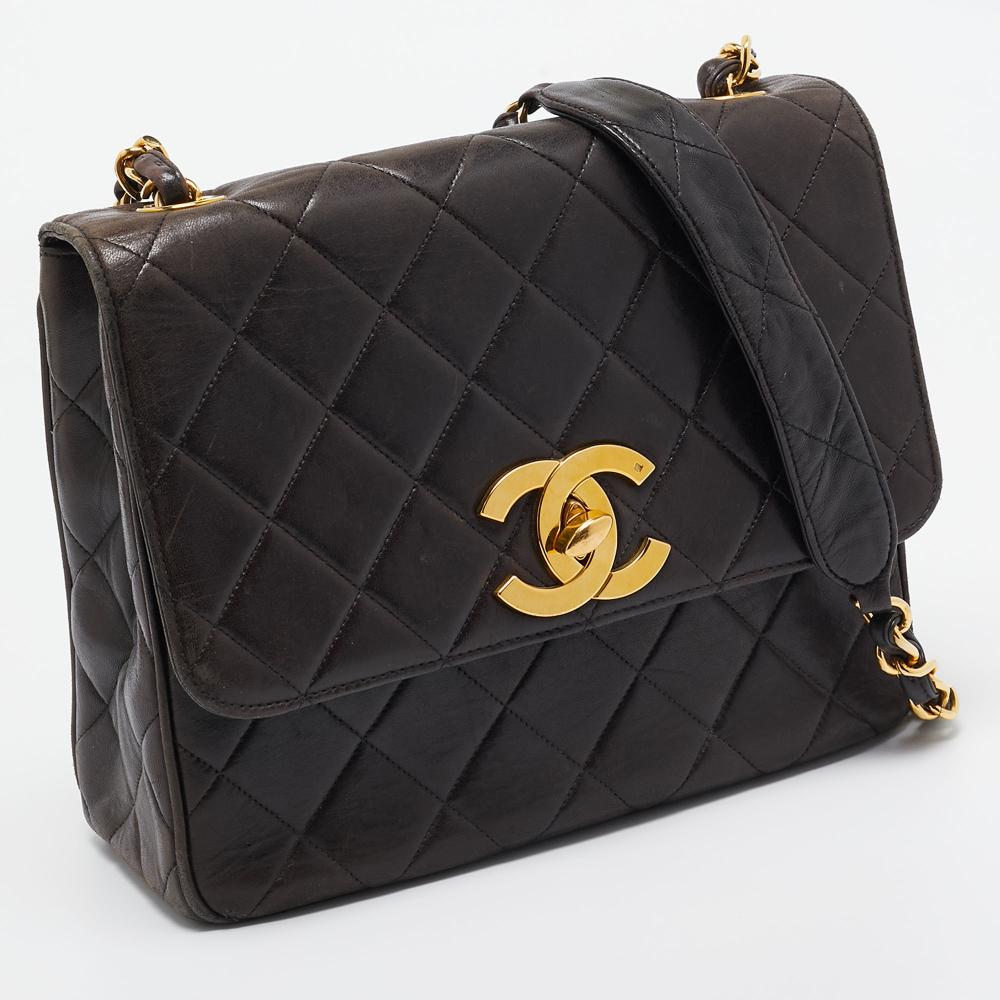 Black Leather Chanel Flap Bag