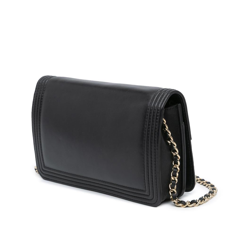 Black Leather Chanel Boy Bags