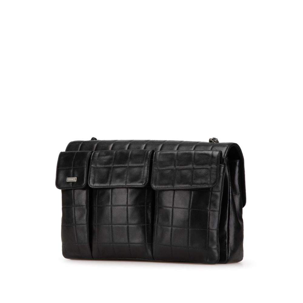 Black Leather Chanel Chocolate Bar