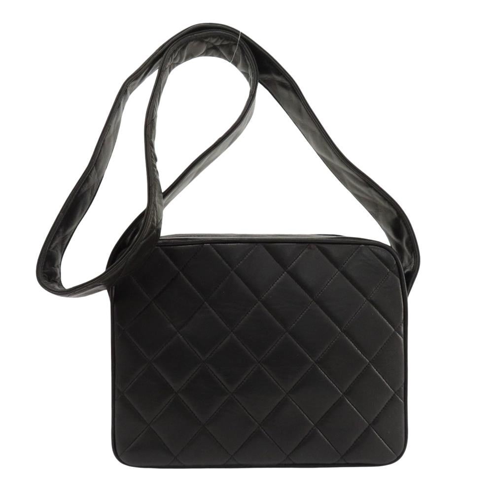 Black Leather Chanel Shoulder Bag