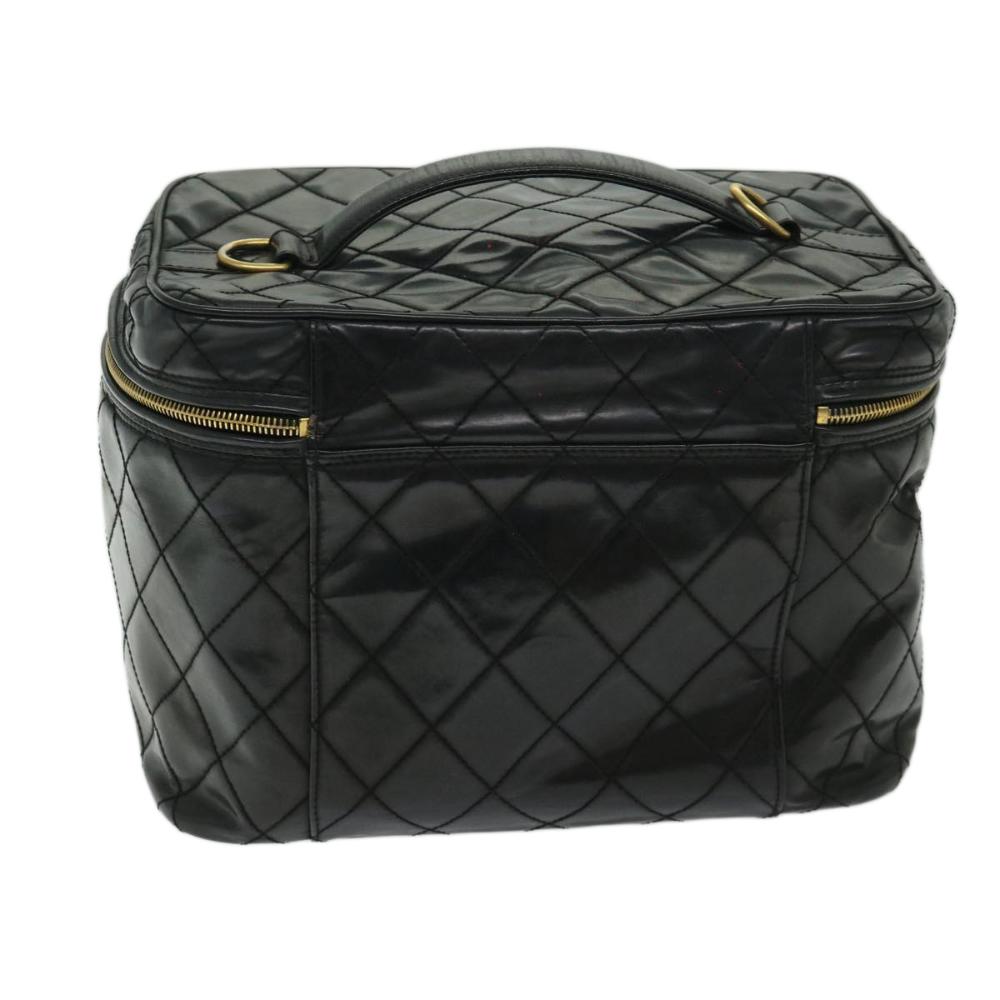 Black Leather Chanel Cosmetic Pouch