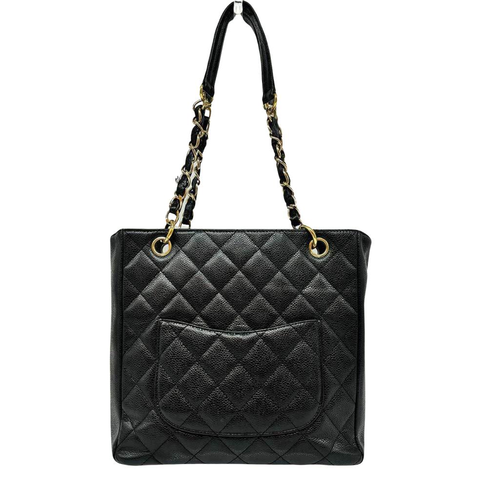 Black Leather Chanel Tote
