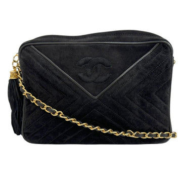Black Suede Chanel Sports CC Logo