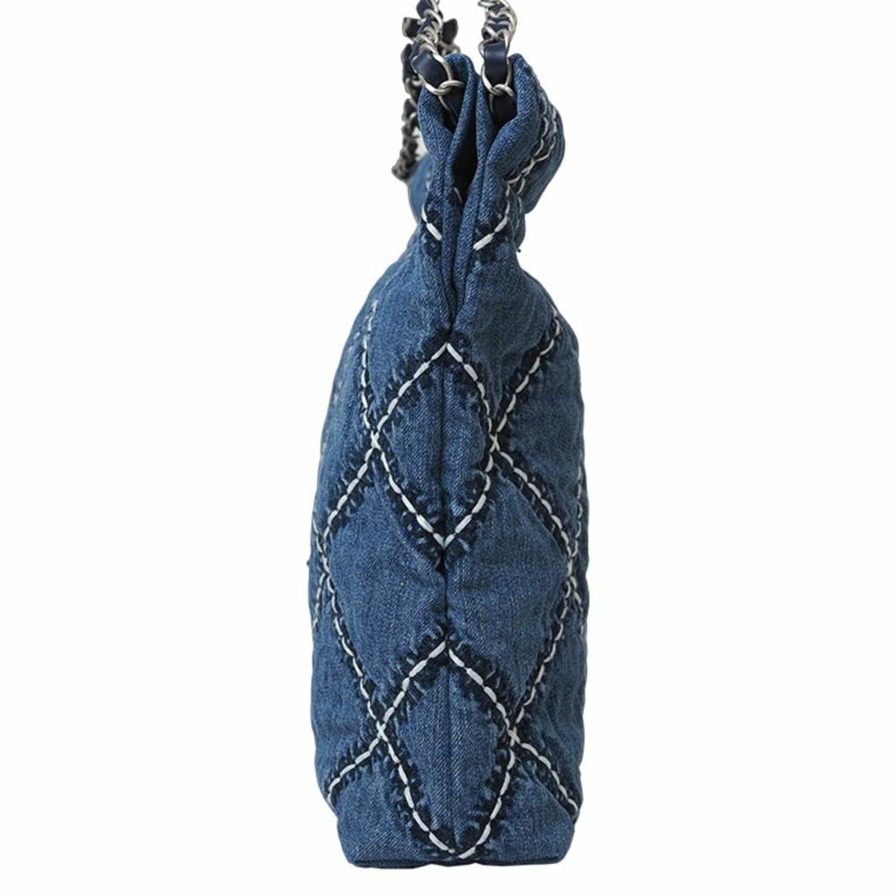 Blue Cotton Chanel Handbag
