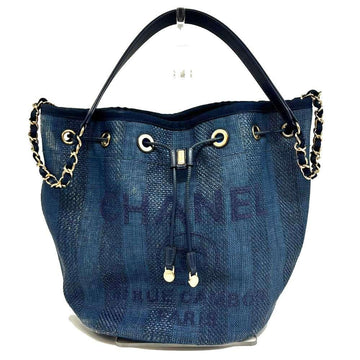 Blue Fabric Chanel Shoulder Bag