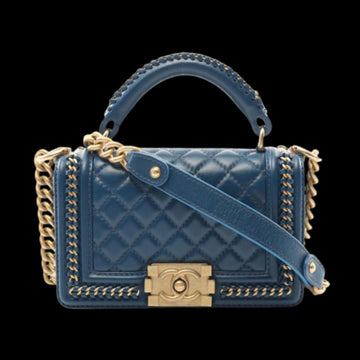 Blue Leather Chanel Handbag