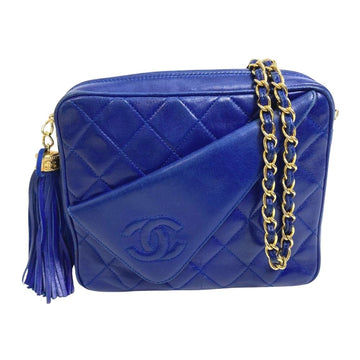 Blue Leather Chanel Crossbody Bag