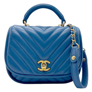 Blue Leather Chanel Handbag