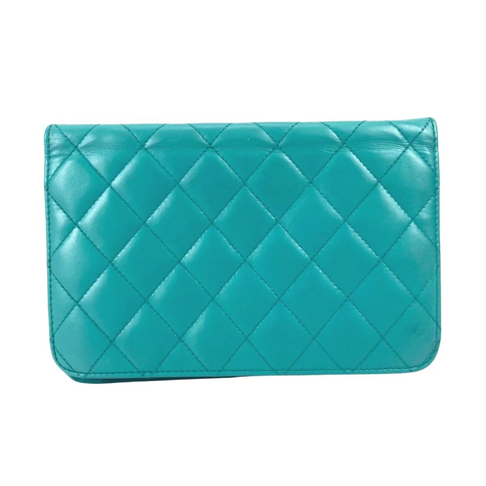 Blue Leather Chanel Wallet On Chain