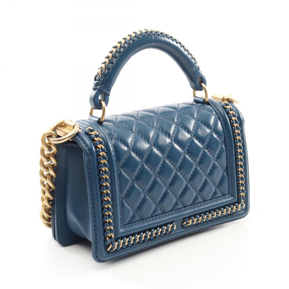 Blue Leather Chanel Handbag